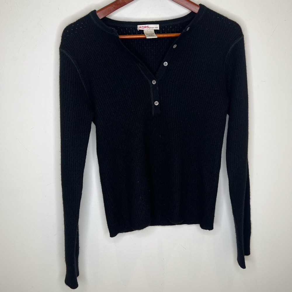 Kors by Michael Kors black cashmere cardigan.